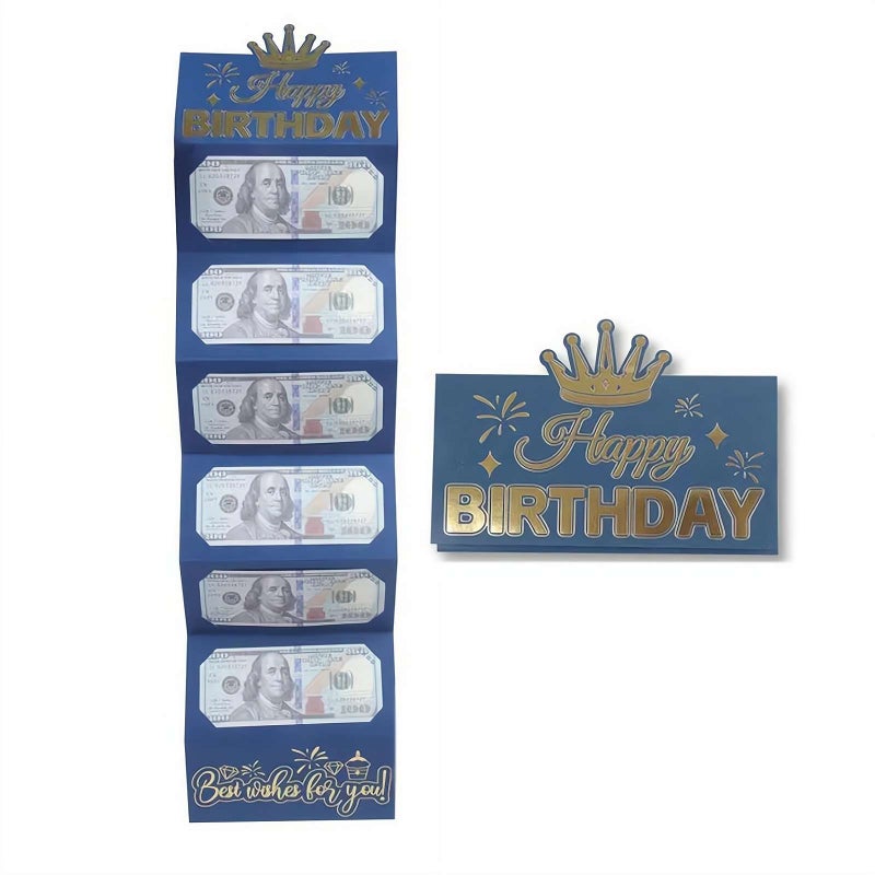 Birthday Money Envelope for Cash Gifts, Surprise Cash Envelope for Men Women Kids, Birthday Gift Card for Men Women Girls Boys, Black Gold Money Holder - Image 1